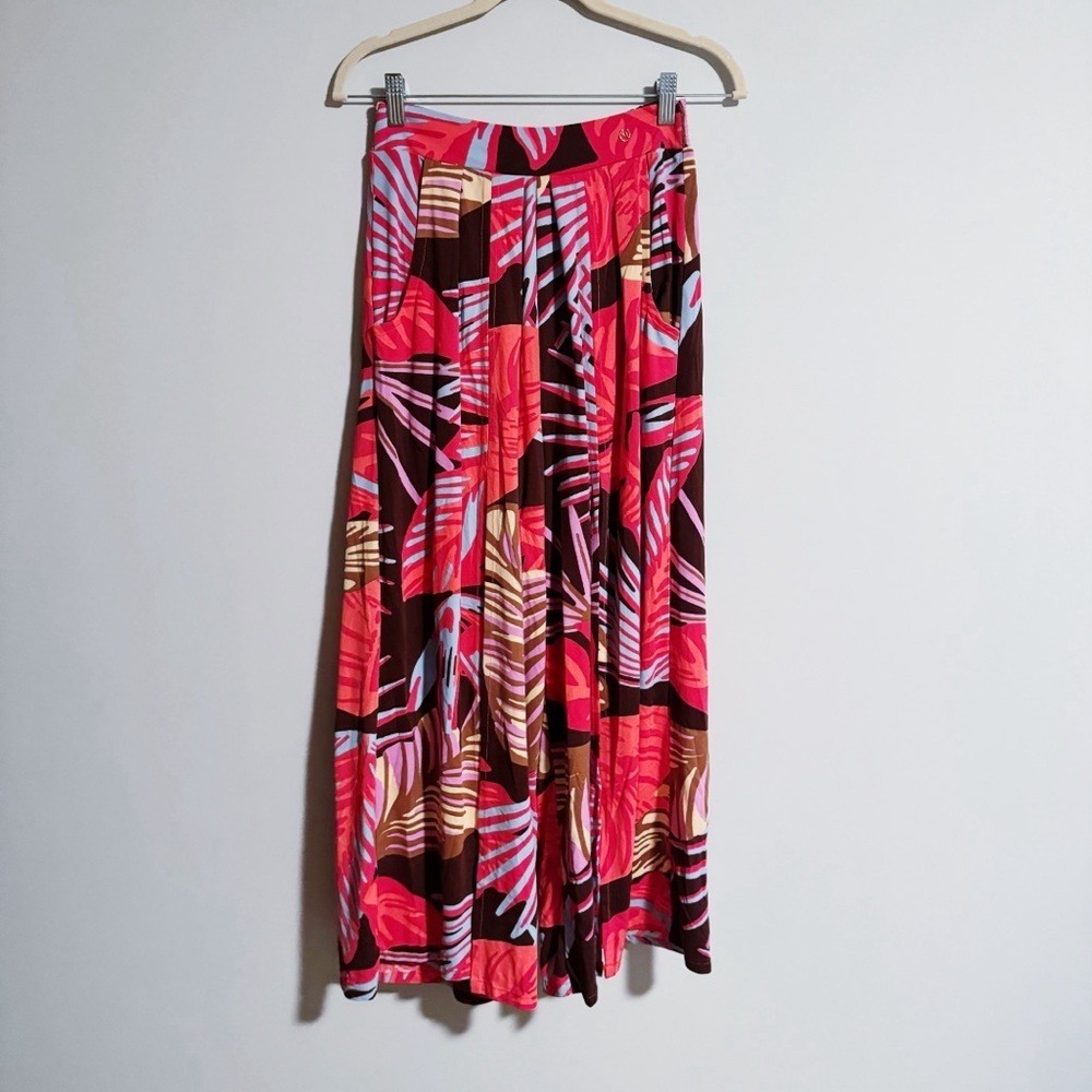 Maaji - Red Multicolored Palm Print Wide Leg Pants